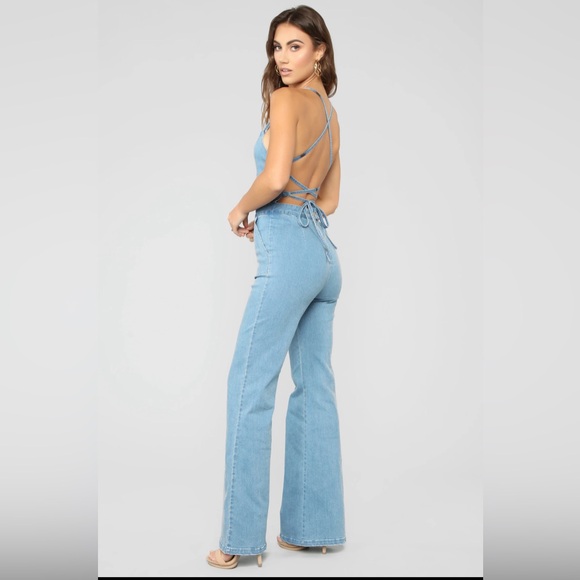 Light Wash Denim Jumpsuit | Sz Large - Picture 2 of 5